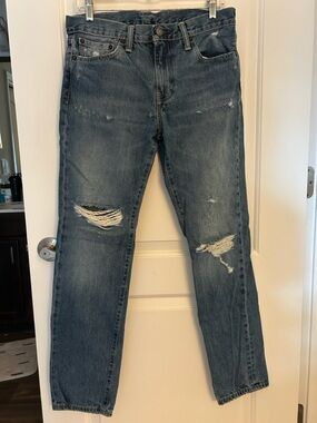 Men's Blue Distressed Straight Levi Jeans
